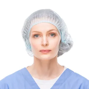 RightCare Disposable Net Bouffant Caps 24" Spunbonded with Elastic Band, White