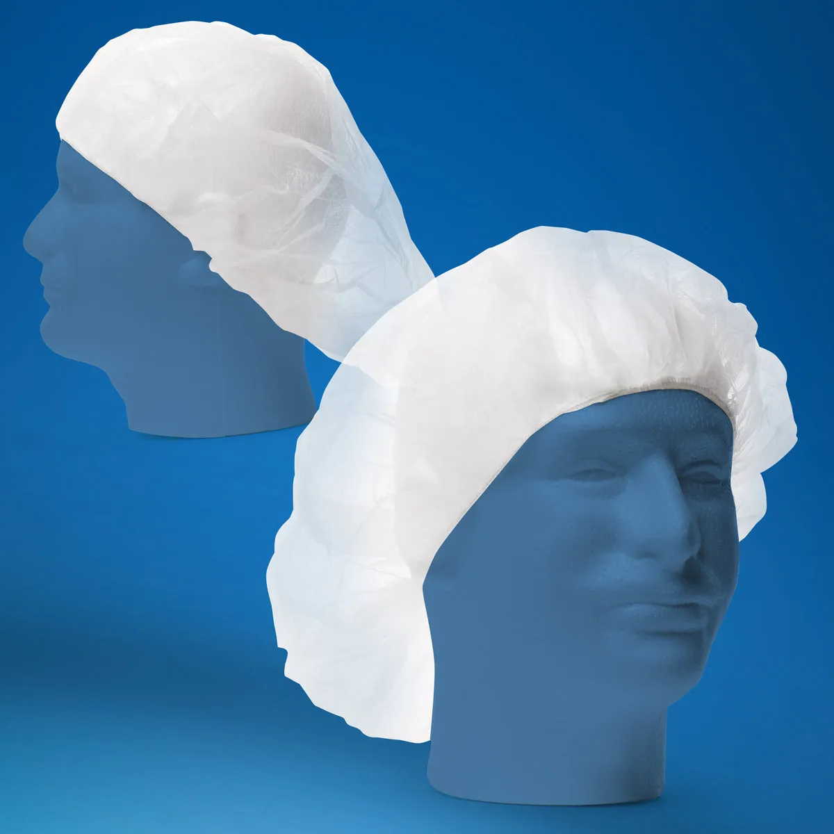 RightCare Disposable Net Bouffant Caps 24" Spunbonded with Elastic Band, White
