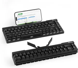RK ROYAL KLUDGE F68 60% Foldable Low Profile Mechanical Keyboard, Wireless Mechanical Keyboard with Aluminum Body, Built-in Stand Holder, White Backlit, 68 Keys