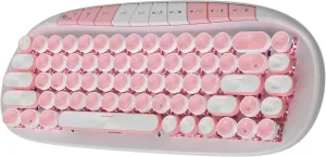 RK ROYAL KLUDGE RK838 Wireless Mechanical Keyboard, 65% Layout Hot Swappable Gaming Keybaord, Retro Typewriter Keyboard RGB Backlit, Bluetooth/Type-C/2.4G for Win/Mac(Pink)