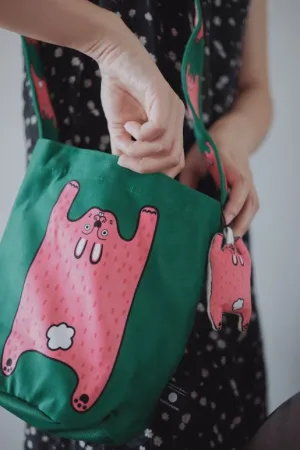Ruoyu Studio Rabbit-Casual Crossbody Round Bucket Cloth Bag