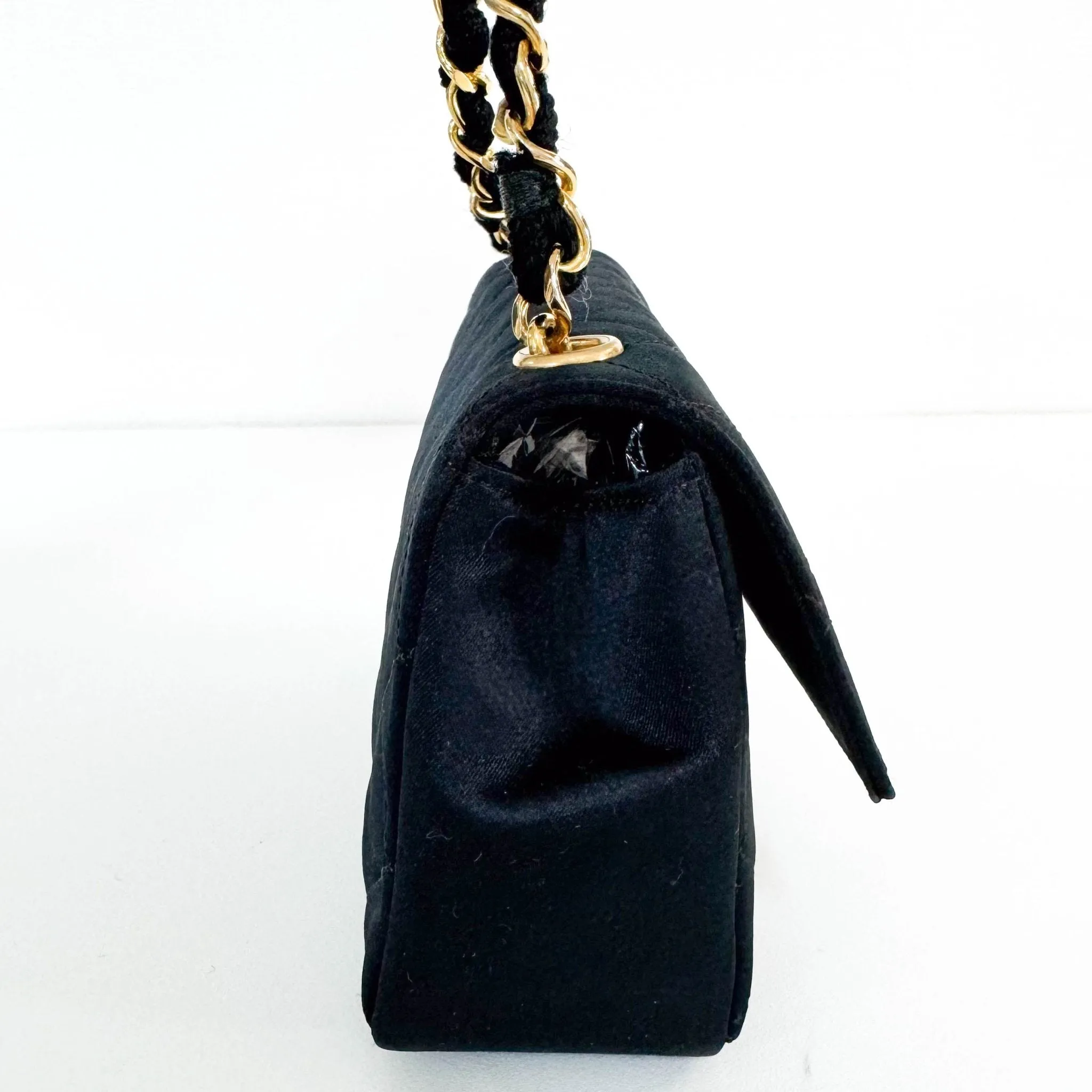 Satin Mini Timeless Classic Single Flap Chain Crossbody Bag
