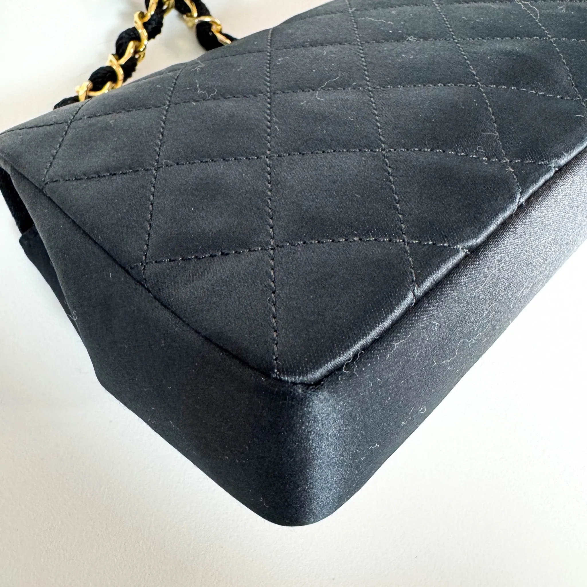 Satin Mini Timeless Classic Single Flap Chain Crossbody Bag