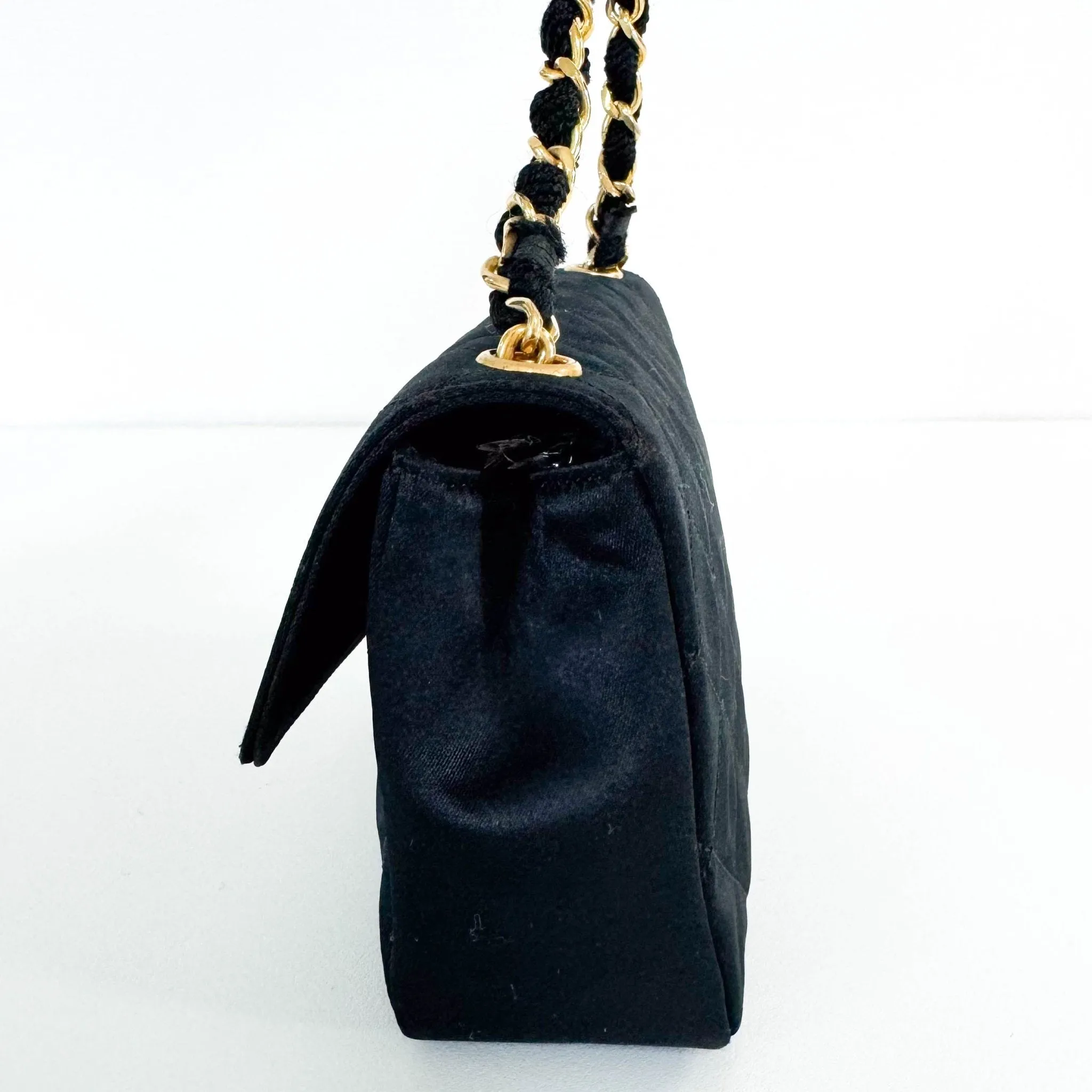 Satin Mini Timeless Classic Single Flap Chain Crossbody Bag