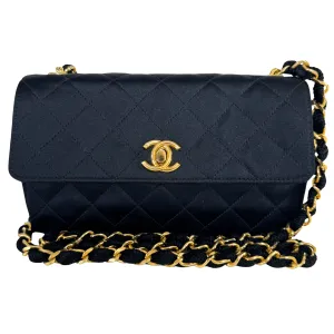 Satin Mini Timeless Classic Single Flap Chain Crossbody Bag