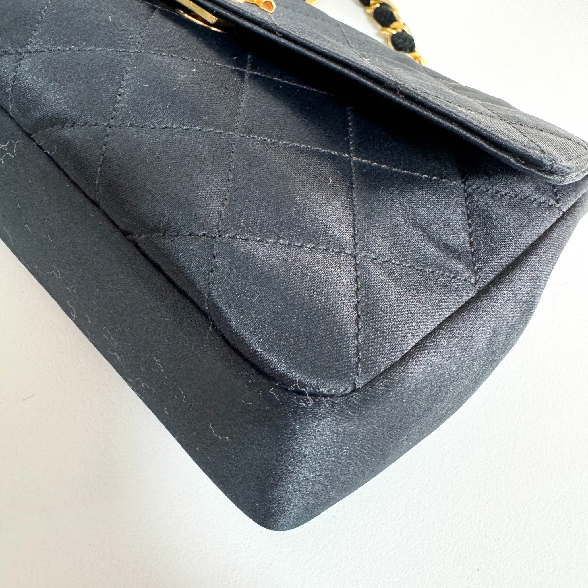Satin Mini Timeless Classic Single Flap Chain Crossbody Bag