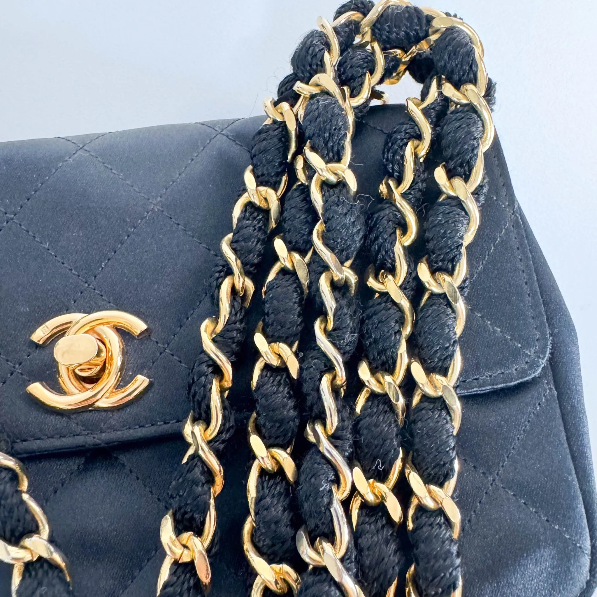 Satin Mini Timeless Classic Single Flap Chain Crossbody Bag