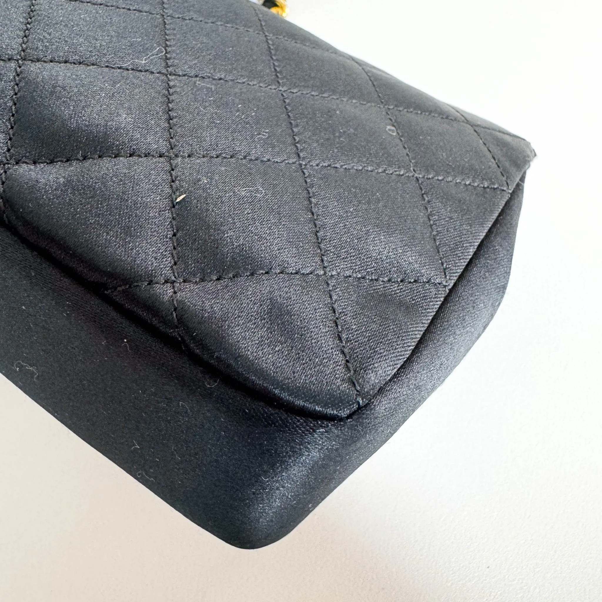 Satin Mini Timeless Classic Single Flap Chain Crossbody Bag