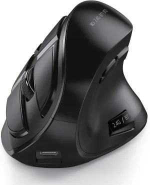 seenda Ergonomic Mouse, Wireless Vertical Mouse - Rechargeable Optical Mice for Multi-Purpose (Bluetooth 5.0   Bluetooth 3.0   USB Connection) Compatible Apple Mac and Windows Computers - Black