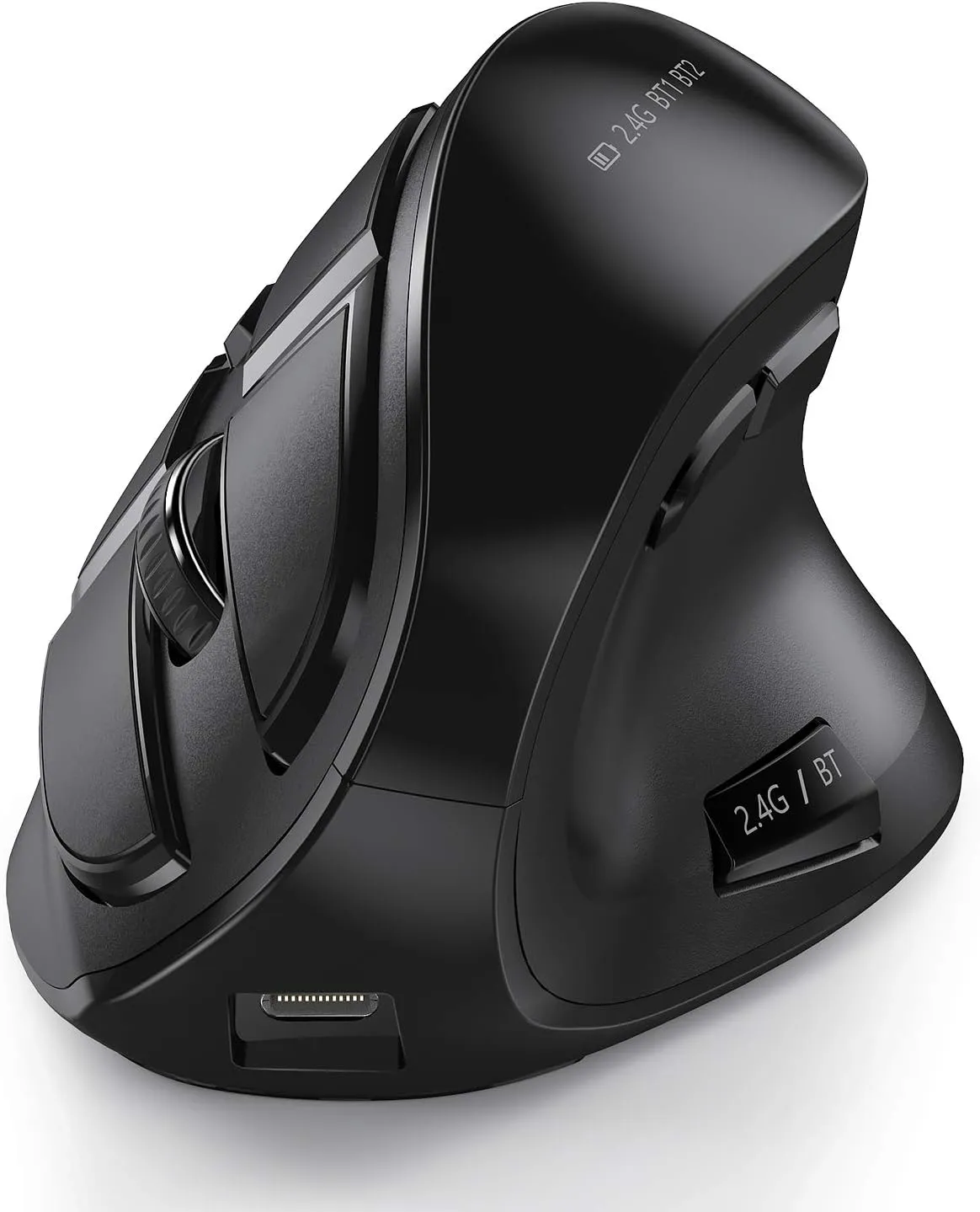 seenda Ergonomic Mouse, Wireless Vertical Mouse - Rechargeable Optical Mice for Multi-Purpose (Bluetooth 5.0   Bluetooth 3.0   USB Connection) Compatible Apple Mac and Windows Computers - Black