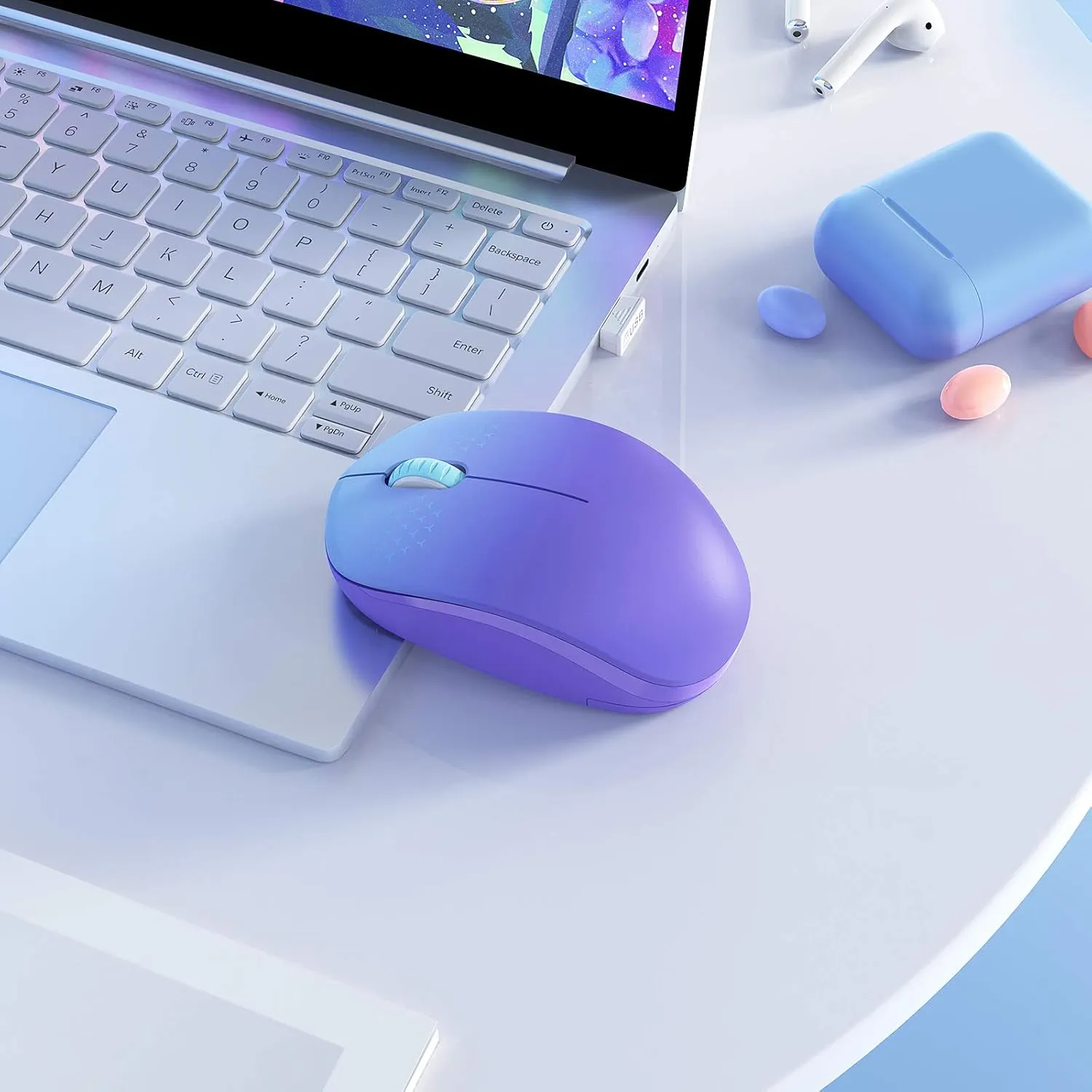 seenda Wireless Mouse, 2.4G Noiseless Mouse with USB Receiver Portable Computer Mice for PC, Tablet, Laptop, Notebook Chromebook - Gradient Purple