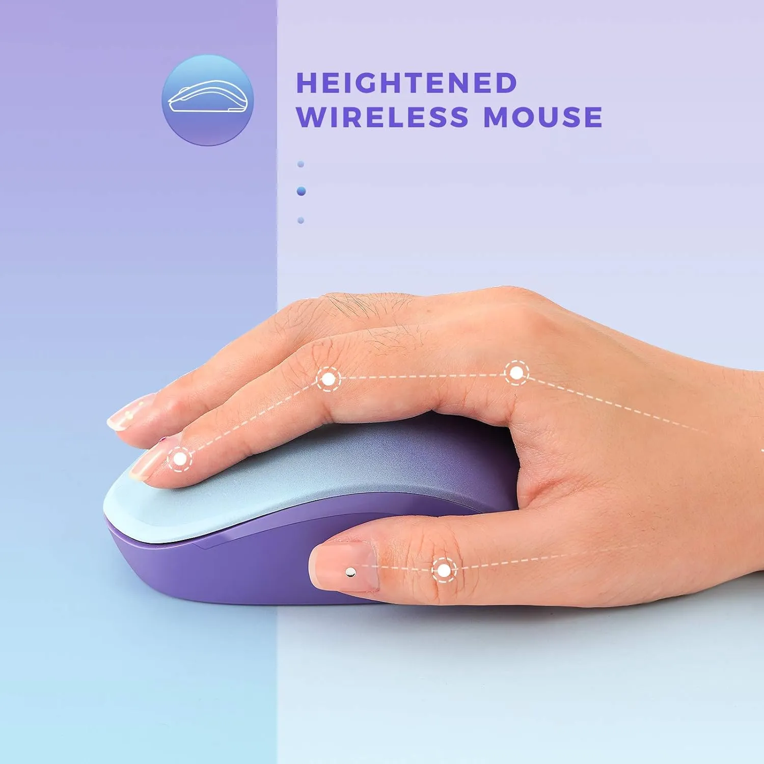 seenda Wireless Mouse, 2.4G Noiseless Mouse with USB Receiver Portable Computer Mice for PC, Tablet, Laptop, Notebook Chromebook - Gradient Purple