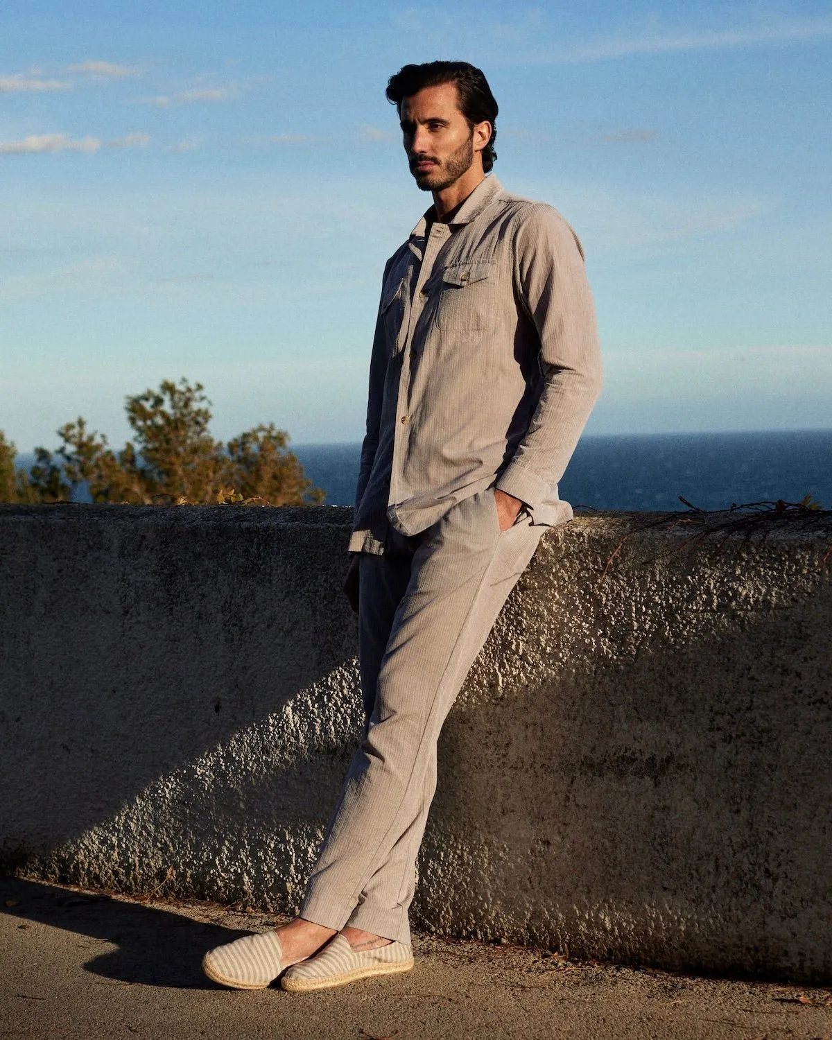 Seersucker Trousers Sage