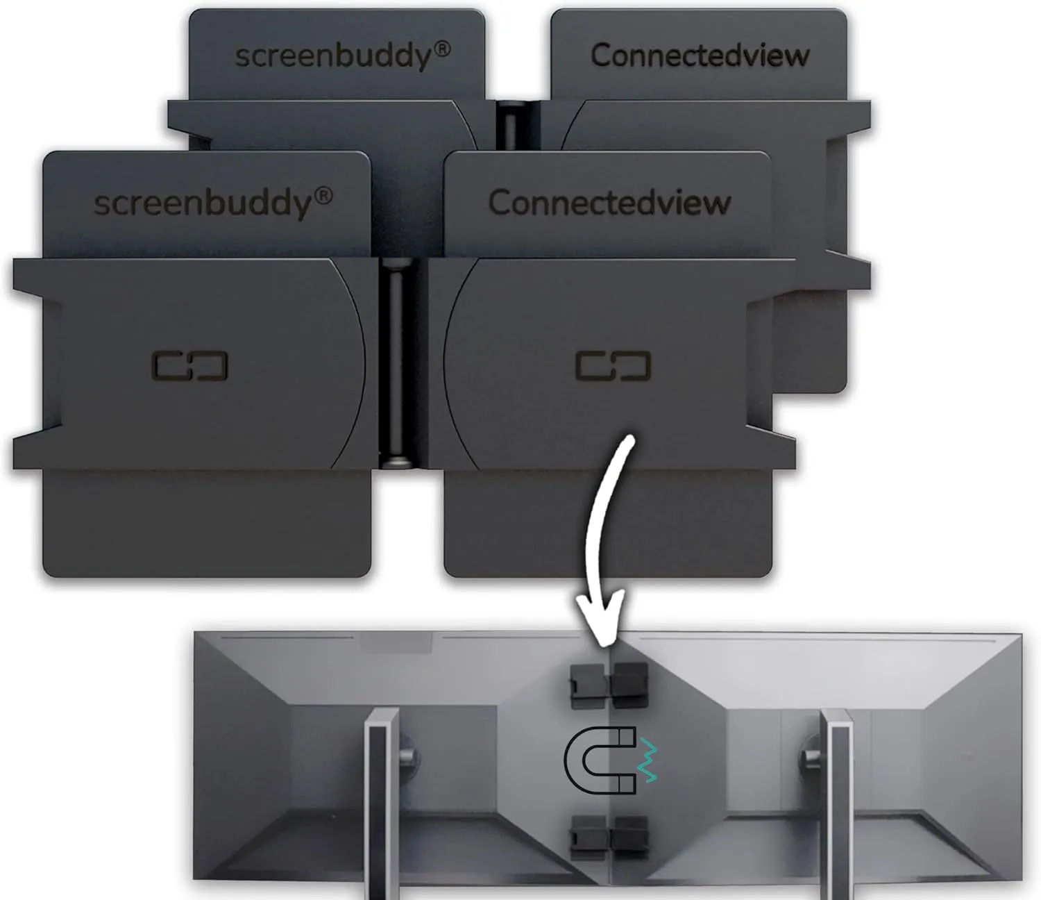 Set of 2, Magnetic Connection for Your Screens, Suitable for All Computer Monitors - Innovative Computer and Gaming Equipment