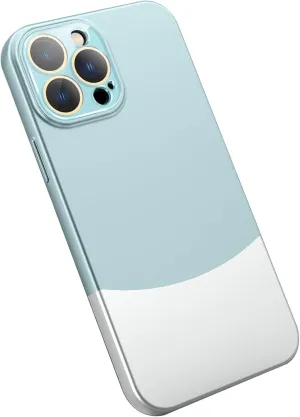 Shockproof Case for iPhone 15 Pro Max /15 Pro/15 Plus/15,Business Camera Protection Tempered Glass Phone Case Skin-Friendly Touch Cover (Blue,15 Pro Max 6.7'')