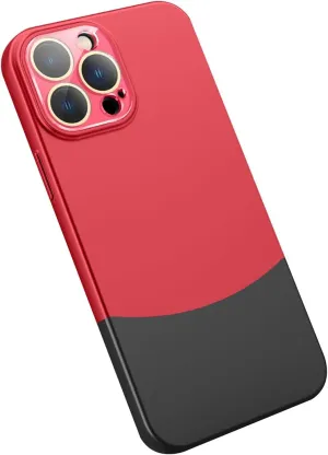Shockproof Case for iPhone 15 Pro Max /15 Pro/15 Plus/15,Business Camera Protection Tempered Glass Phone Case Skin-Friendly Touch Cover (Red,15 Pro Max 6.7'')