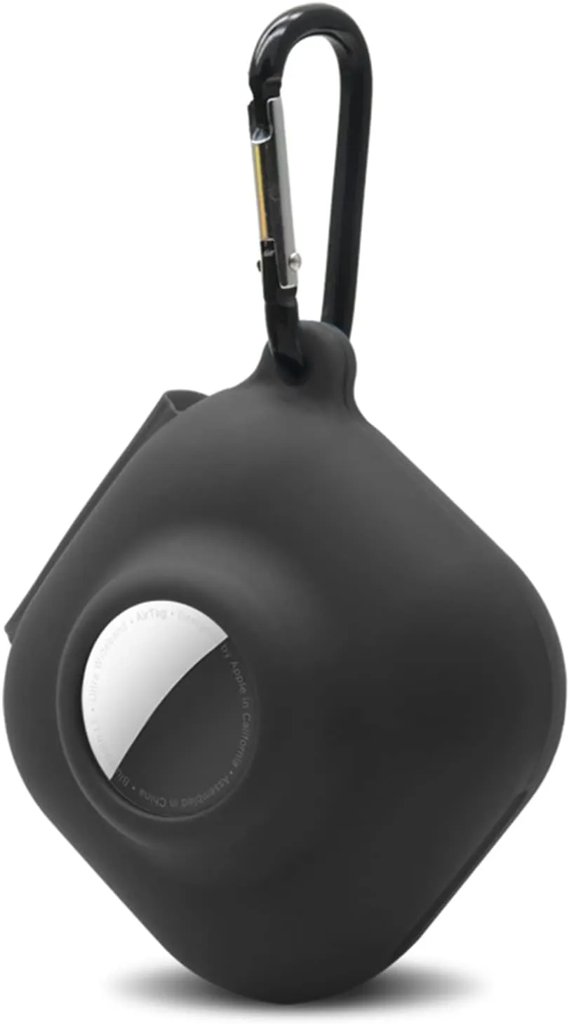 Silicone Case for Beats Fit Pro in-Ear Bluetooth Earbuds with Airtag Holder, Premium Soft Skin Cover Shock-Absorbing,Anti-Scratch Protective Case with Keychain (Black)