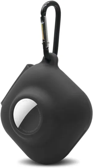 Silicone Case for Beats Fit Pro in-Ear Bluetooth Earbuds with Airtag Holder, Premium Soft Skin Cover Shock-Absorbing,Anti-Scratch Protective Case with Keychain (Black)
