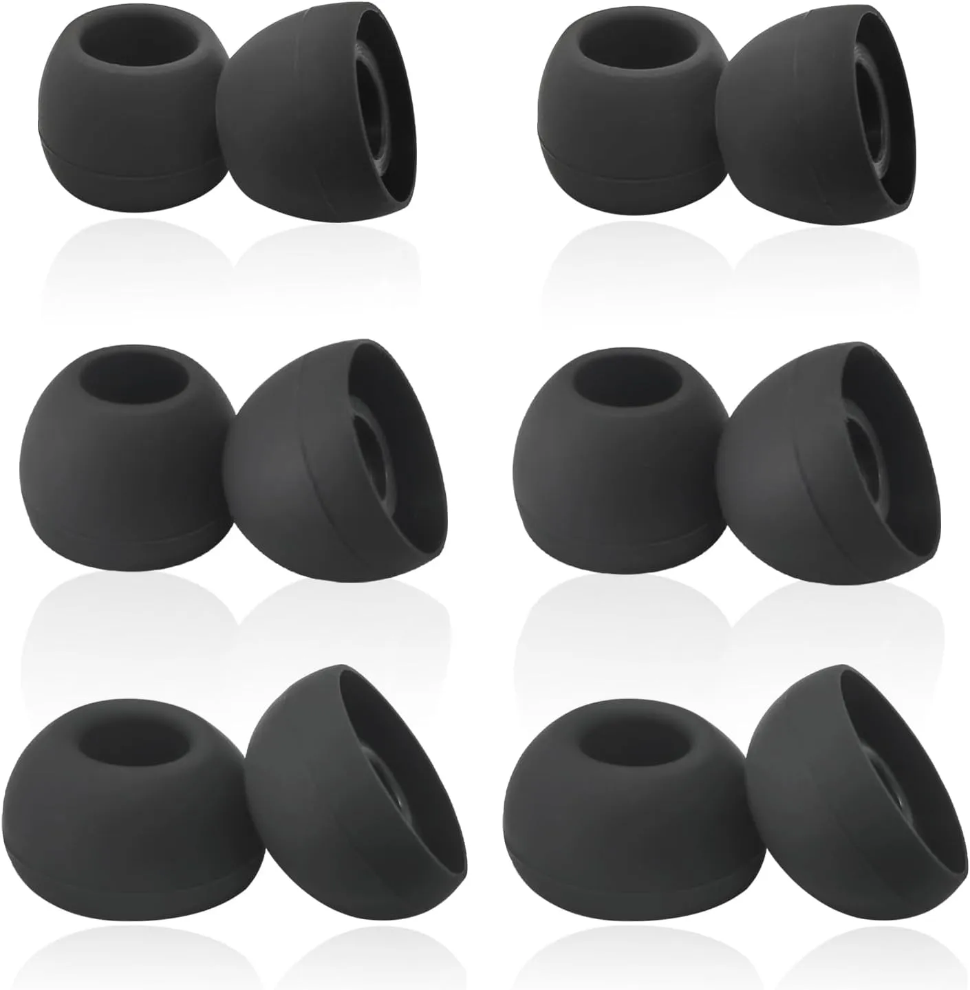 Silicone Earbuds Tips Replacement for True Wireless Earbuds Universal Ear Tips Fit 4.5mm-6mm Nozzle 6 Pairs LMS Black