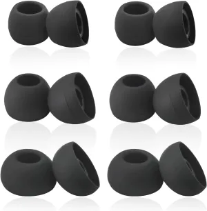Silicone Earbuds Tips Replacement for True Wireless Earbuds Universal Ear Tips Fit 4.5mm-6mm Nozzle 6 Pairs LMS Black