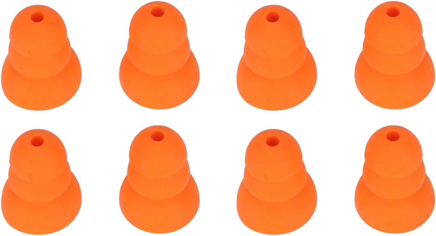 Silicone Eartips, Pack of 8 Orange Soft Silicone Earbud Tips Noise Reduction Replacement Earplugs for Se846 Se535 Se215 and Inner Hole 2.03.5mm Earbud