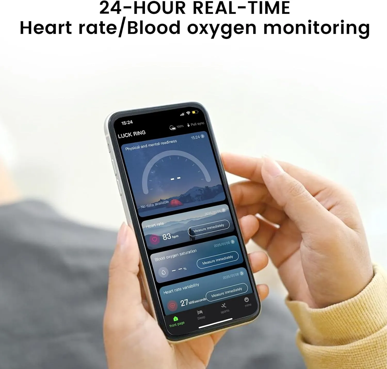 Smart Ring Health Tracker, Heart Rate Fitness Tracker, Activity Trackers for Man&Women -Sleep&Exercise Monitor Heart Rate,Blood Oxygen,Waterproof Sleep Tracking Wearable (Silver, 7)