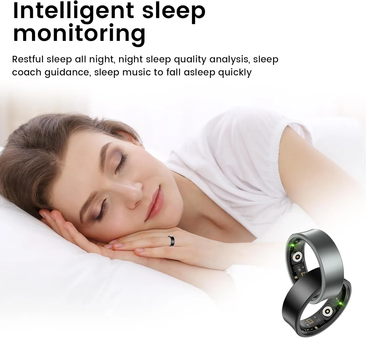 Smart Ring Health Tracker, Heart Rate Fitness Tracker, Activity Trackers for Man&Women -Sleep&Exercise Monitor Heart Rate,Blood Oxygen,Waterproof Sleep Tracking Wearable (Silver, 7)