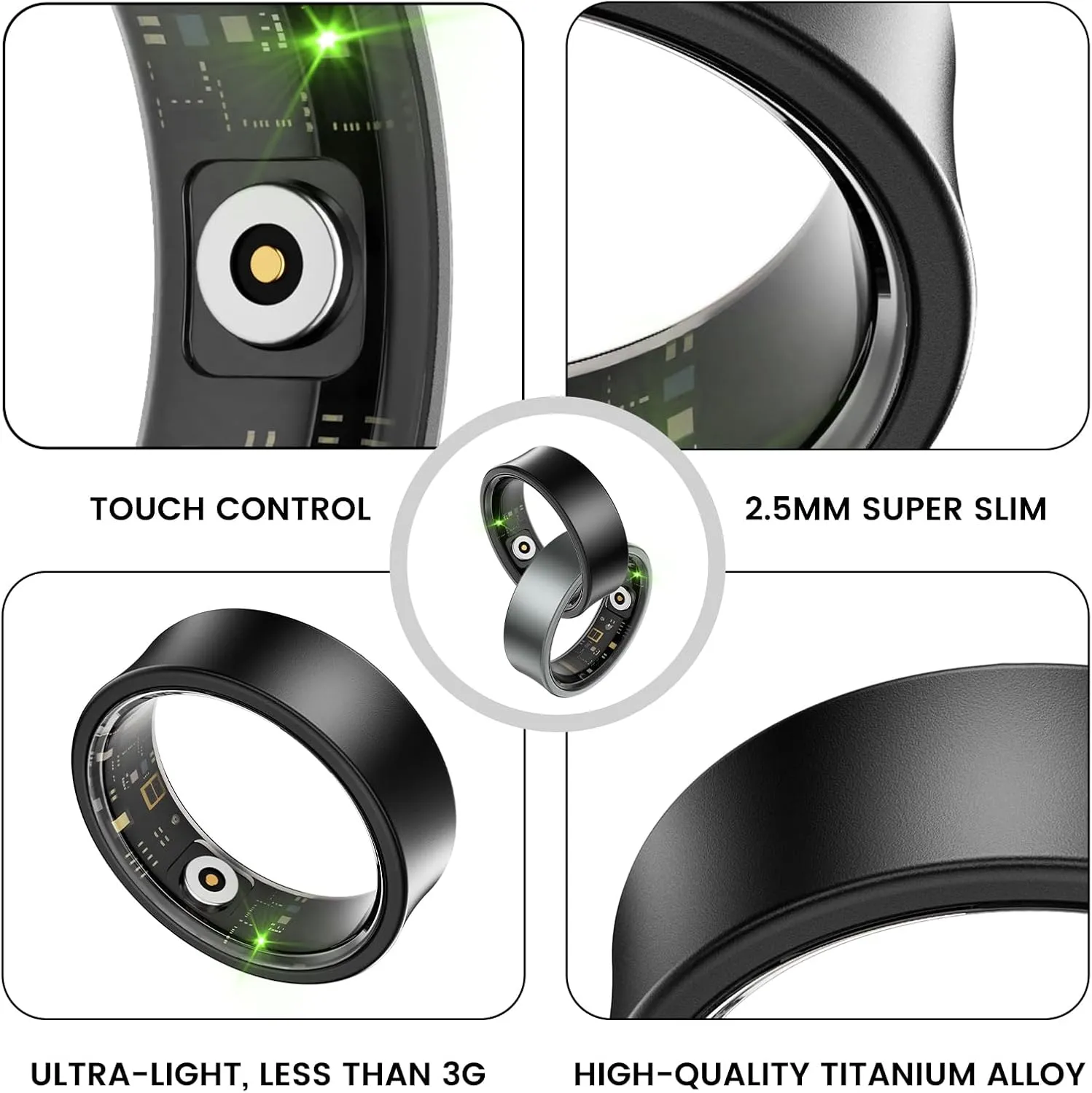 Smart Ring Health Tracker, Heart Rate Fitness Tracker, Activity Trackers for Man&Women -Sleep&Exercise Monitor Heart Rate,Blood Oxygen,Waterproof Sleep Tracking Wearable (Silver, 7)