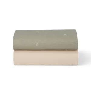 Snuz Twin Pack Crib Sheets - Sage Cross