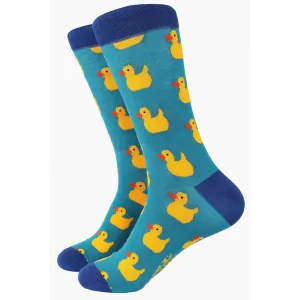 Sock Talk Turquoise Bamboo Rubber Duck Novelty