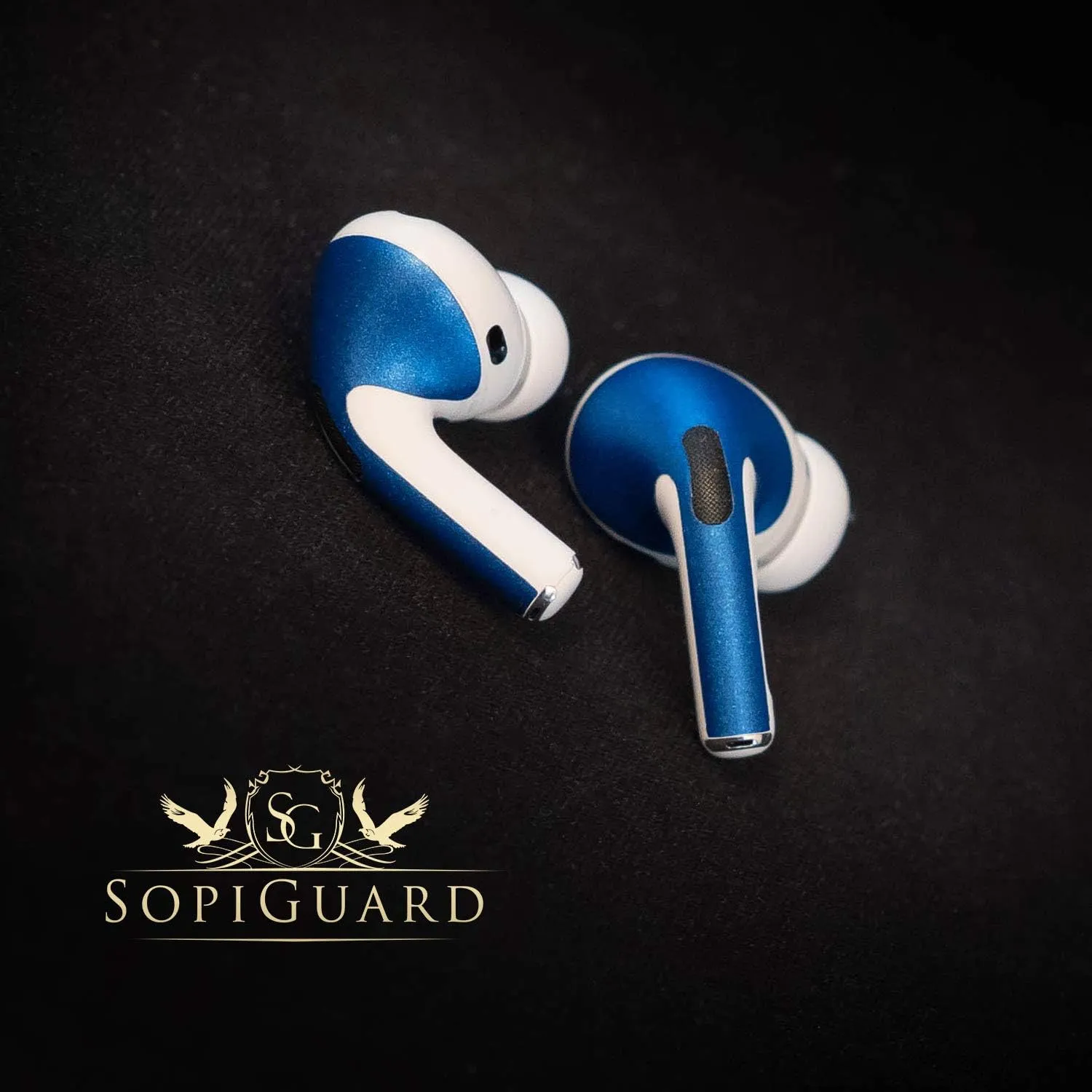 SopiGuard Sticker Skin for 2022 Apple AirPods Pro 1st and 2nd Gen Earbuds Vinyl Wrap (3M Gloss Black)