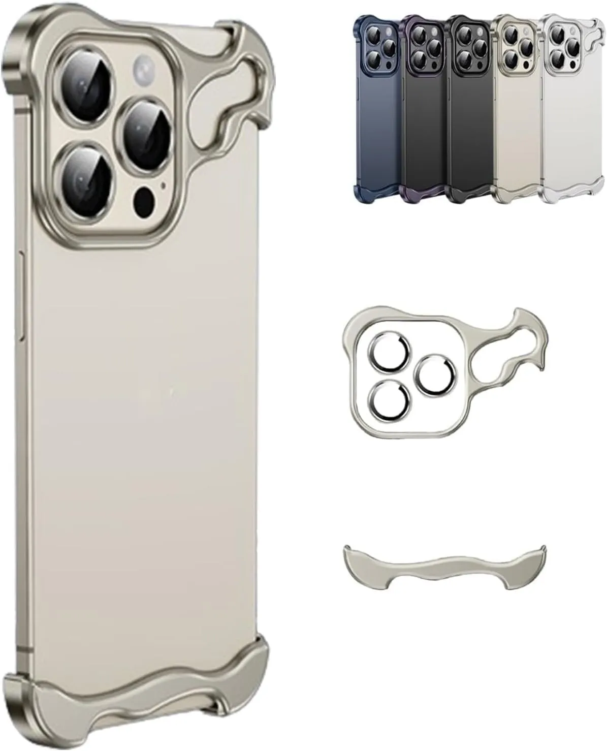 Special-Shaped Metal Corner Pad Anti-Fall Phone Case for iPhone 13 14 15/Pro/Plus/Pro Max (Gray, for iPhone13promax)