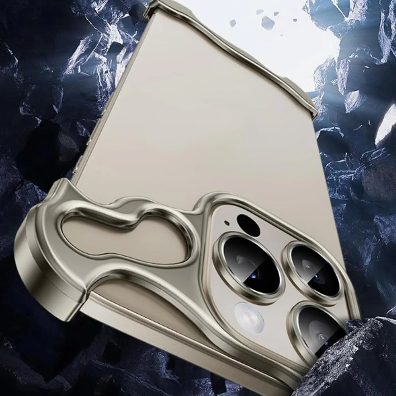 Special-Shaped Metal Corner Pad Anti-Fall Phone Case for iPhone 13 14 15/Pro/Plus/Pro Max (Gray, for iPhone13promax)