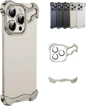 Special-Shaped Metal Corner Pad Anti-Fall Phone Case for iPhone 13 14 15/Pro/Plus/Pro Max (Gray, for iPhone13promax)