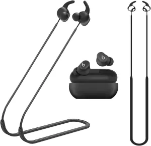 Strap Compatible with Beats Solo Buds, Sports Strap for Solo Earbuds Lanyard Silicone, Anti Lost Straps Accessories, Anti-Lost Neck Rope Cord Soft, Running Holder Connector, (Black)