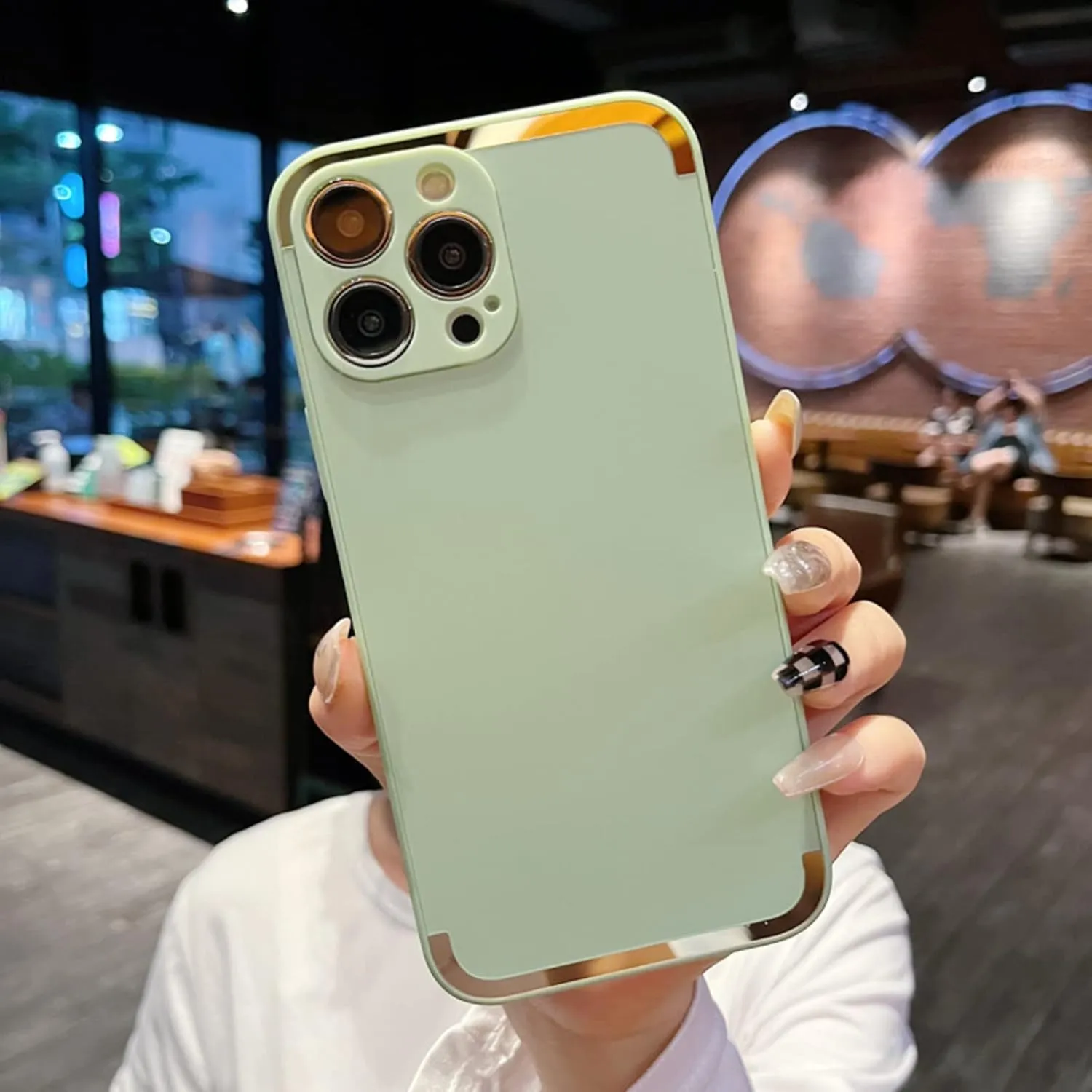 Stylish Unique Skin-Friendly Silicone Phone Case for iPhone 14 13 12 11 Plus Pro Max Comfortable Grip Feeling Personalized Full Surround Protective Cover(Green,12 Pro Max)
