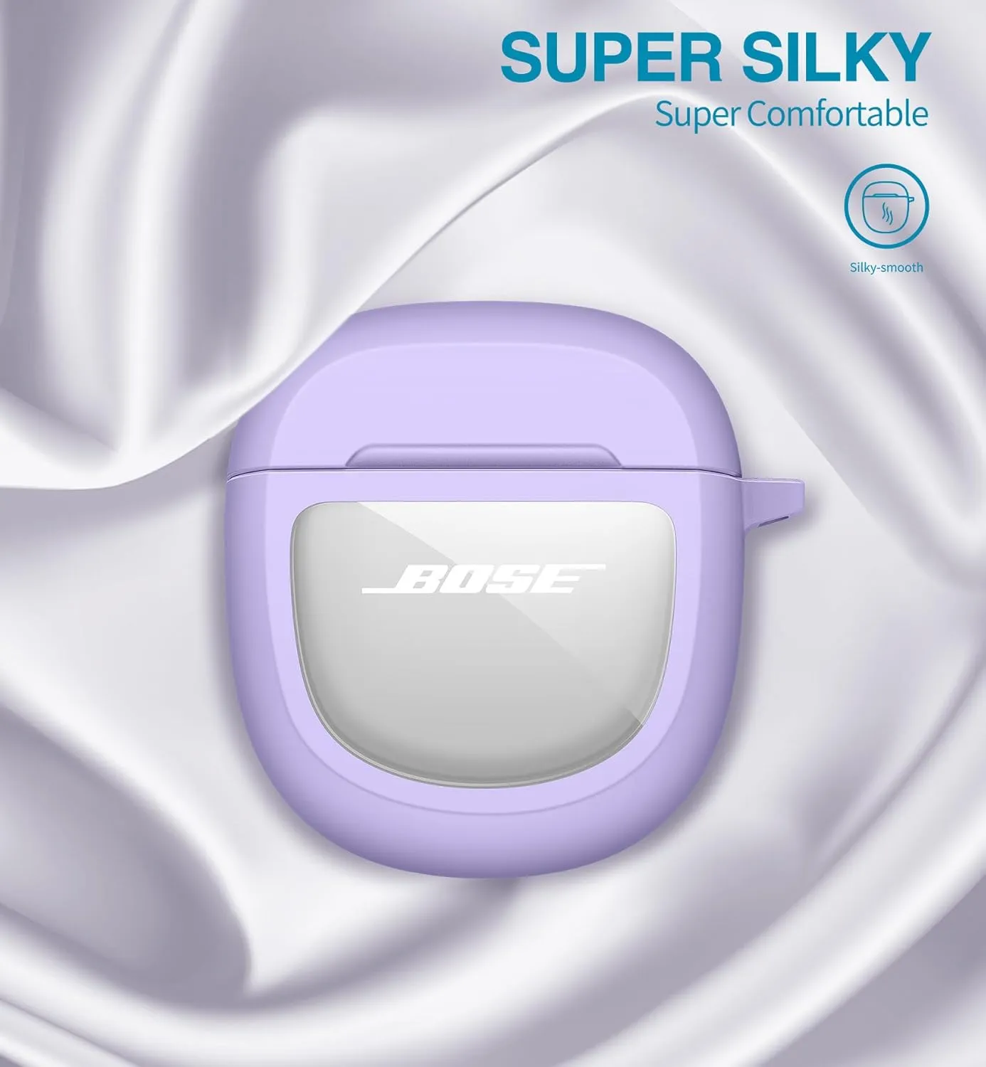 SURITCH Protective Cases for Bose QuietComfort Earbuds II 2022 / QuietComfort Ultra 2023, Shockproof Case Cover for Bose QC ii 2 Charging Case Accessories with Carabiner, Purple