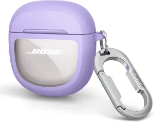 SURITCH Protective Cases for Bose QuietComfort Earbuds II 2022 / QuietComfort Ultra 2023, Shockproof Case Cover for Bose QC ii 2 Charging Case Accessories with Carabiner, Purple