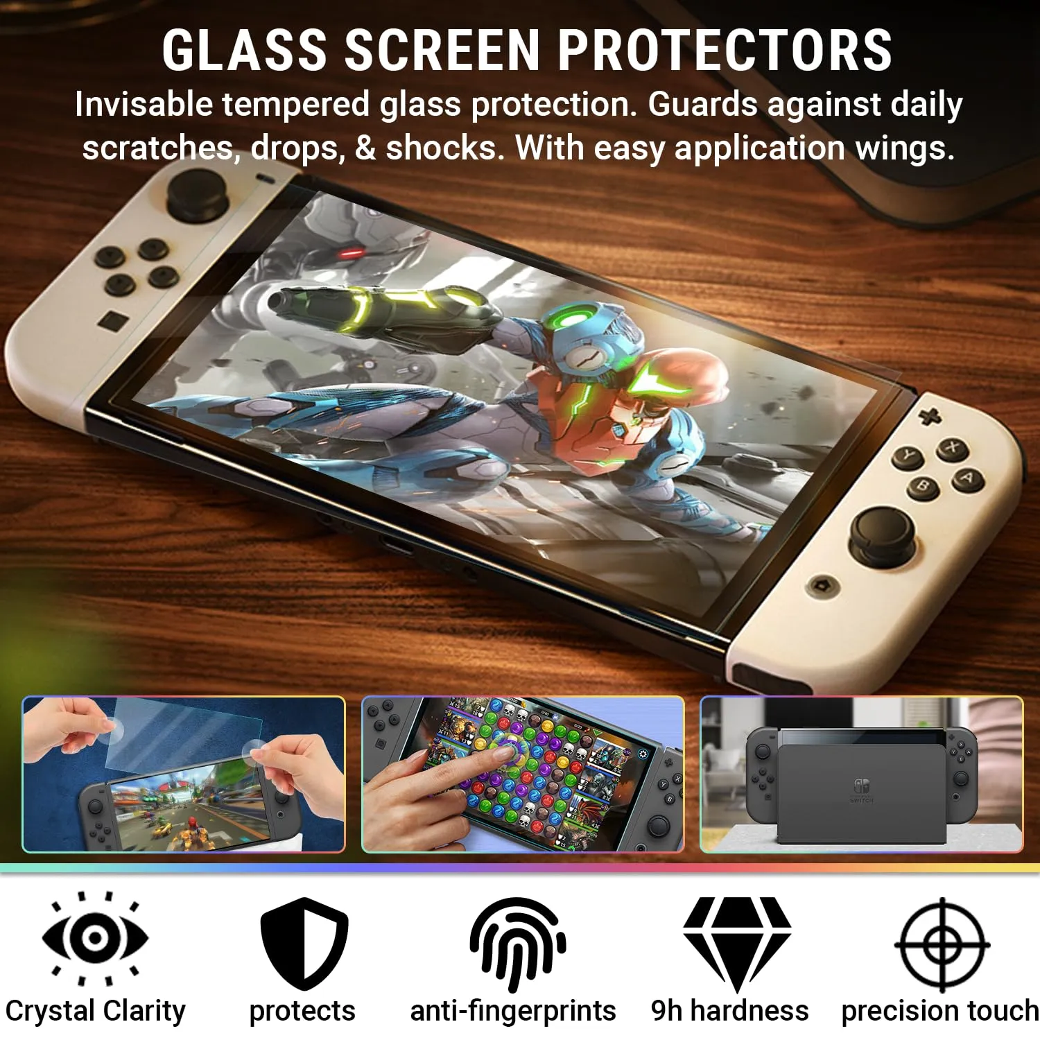 Switch Accessories Bundle - Orzly Essentials Pack for Nintendo switch OLED Case & Screen Protector , Grip Case, Games Holder, Headphones - Classic Black Edition