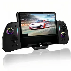 Switch Controllers for Nintendo Switch/OLED Controller,Full-Size Grip Controller for Handheld Mode,Ergonomic Design One-Piece Joypad, 6-Axis Gyro, Turbo, Mapping,Motion Control,(Transparent)