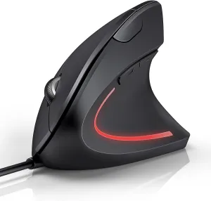 TECKNET Wired Mouse, 6400 DPI Ergonomic Mouse 6 Buttons Silent Mice 4 Adjustable DPI Vertical Mouse Compatible with Windows/Chrome/Laptop/Computerice