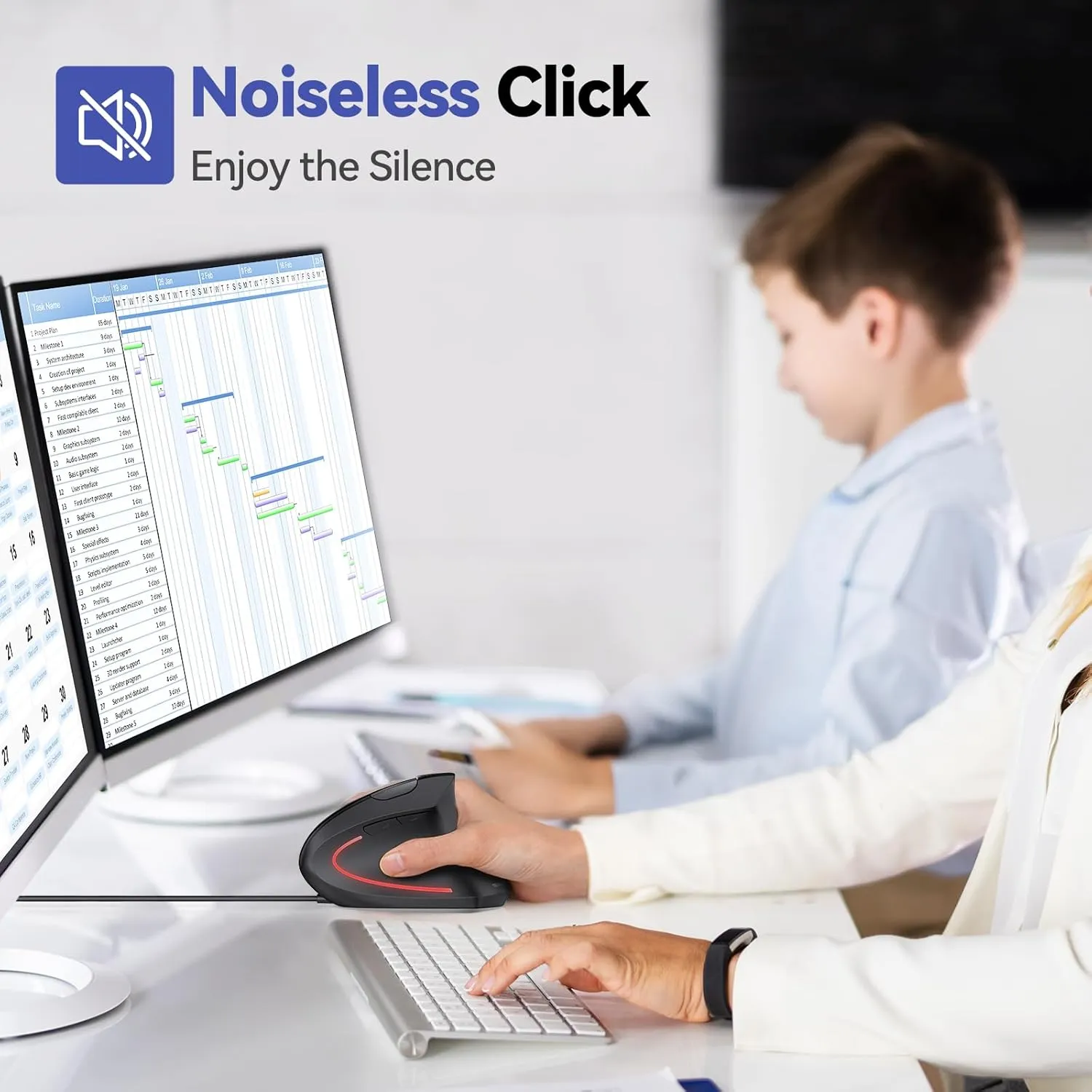 TECKNET Wired Mouse, 6400 DPI Ergonomic Mouse 6 Buttons Silent Mice 4 Adjustable DPI Vertical Mouse Compatible with Windows/Chrome/Laptop/Computerice