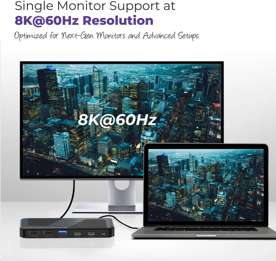 Thunderbolt 3 Dock Dual Monitor USB-C - 11 Ports 40Gbps Docking Station, PD 100W, 60W Charging - 8K/4K Displays Compatible with Windows 10/11, Mac OS 10.2 & Above, Dell, HP, Lenovo Laptops