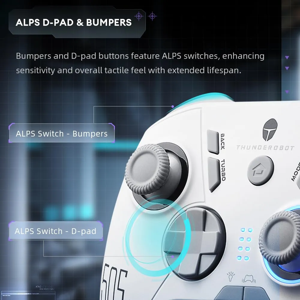 Thunderobot G50S 1000HZ Wireless PC Controller for Windows PC,Switch,IOS&Android,6 Programmable Buttons,Game Controller with Hall Effect Joysticks&Triggers/Gyroscope
