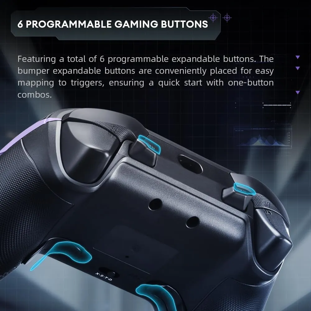 Thunderobot G50S 1000HZ Wireless PC Controller for Windows PC,Switch,IOS&Android,6 Programmable Buttons,Game Controller with Hall Effect Joysticks&Triggers/Gyroscope