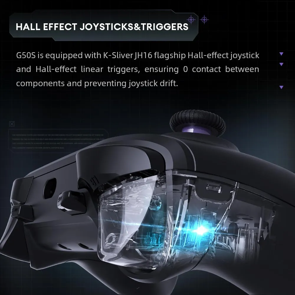 Thunderobot G50S 1000HZ Wireless PC Controller for Windows PC,Switch,IOS&Android,6 Programmable Buttons,Game Controller with Hall Effect Joysticks&Triggers/Gyroscope