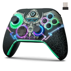 TiMOVO PC Controller for Switch/Windows PC/Steam, Wireless Bluetooth Controller with RGB Light/Hall Joysticks/Hall Triggers, Switch Controller with Wireless Adapter for PC, Steam, Android, iOS - Black