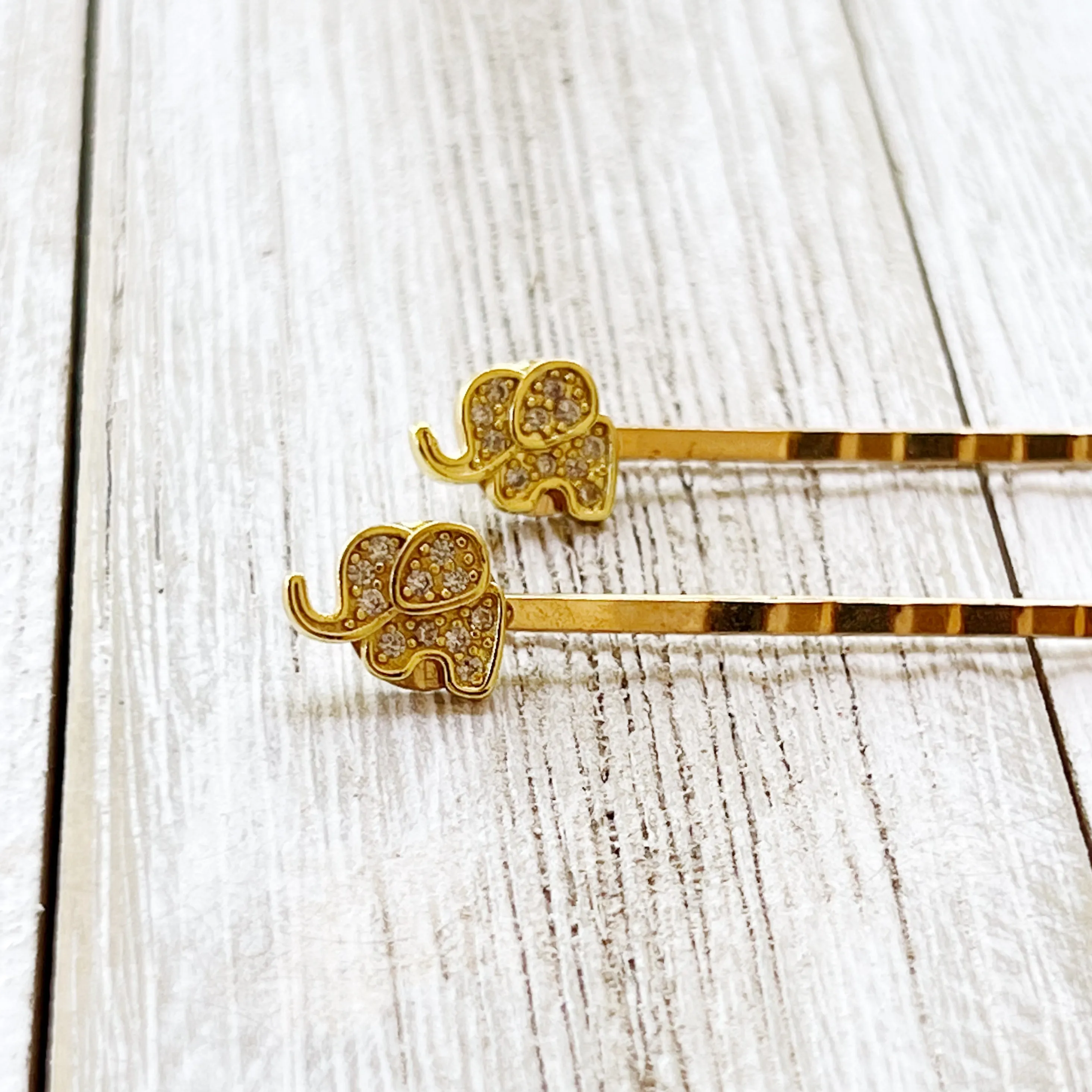 Tiny Gold Rhinestone Elephant Bobby Pins: Adorable Animal-inspired Accessories