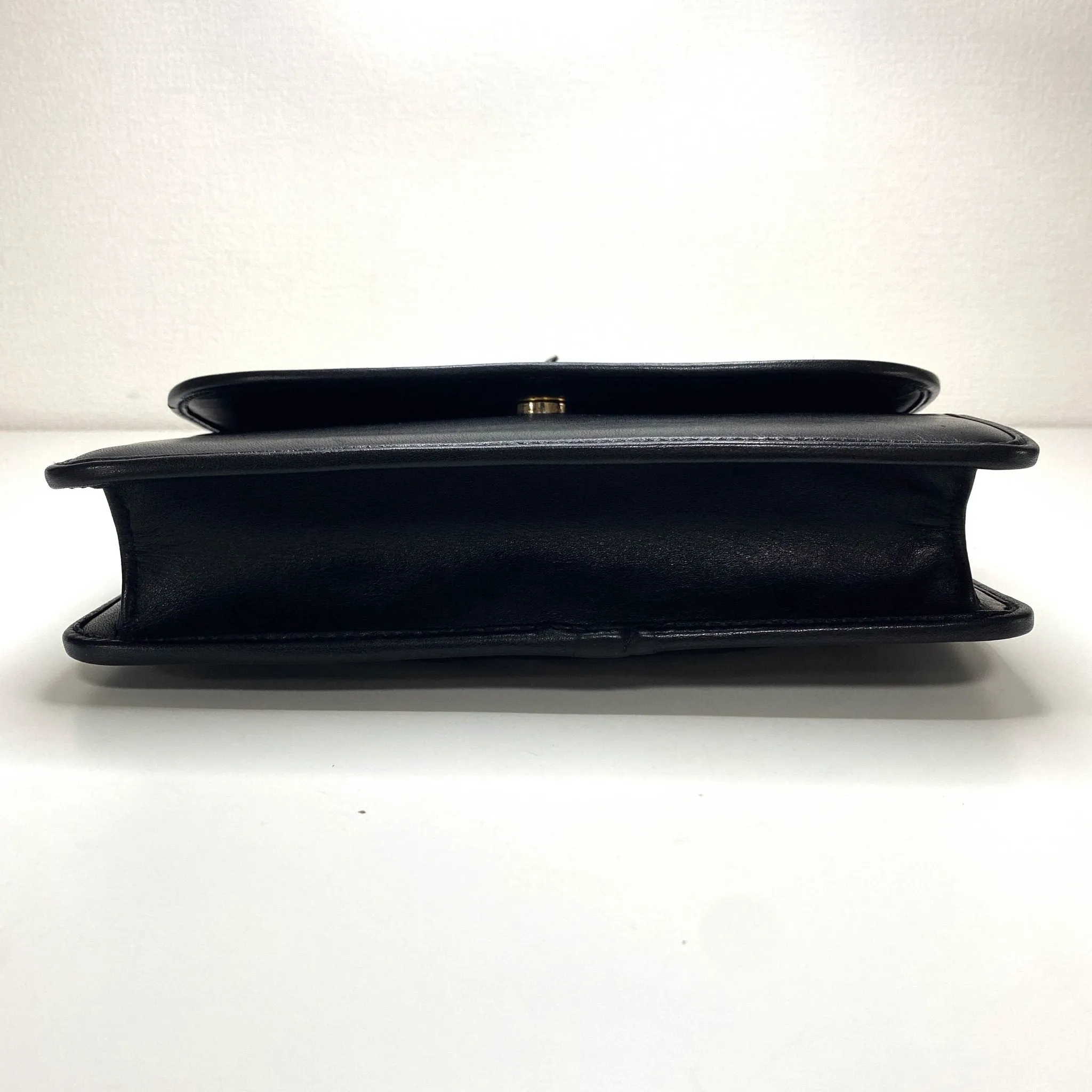 Triomphe Hardware Black Leather Flap Crossbody Bag
