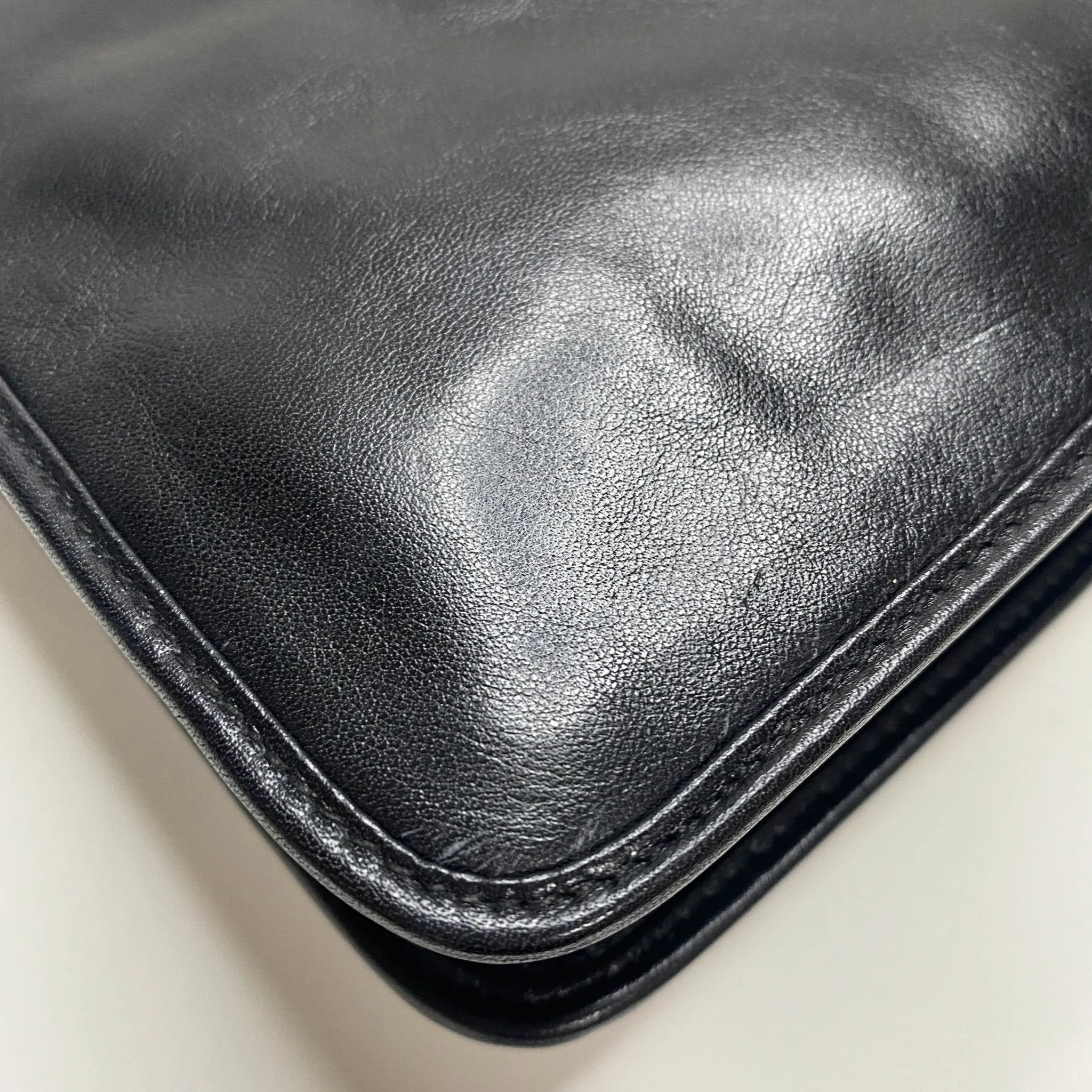 Triomphe Hardware Black Leather Flap Crossbody Bag